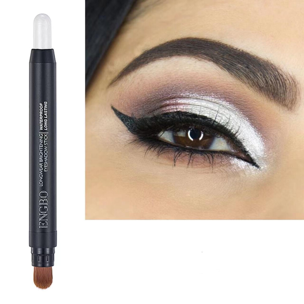 White Waterproof Eyeshadow Stick With Builtin Sponge, Longwear Matte And Shimmer Pearl 01