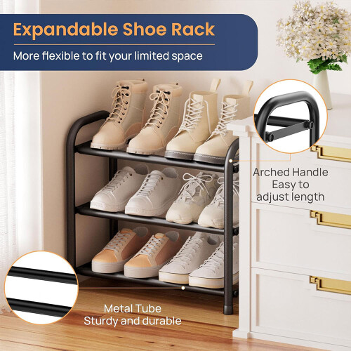 Expandable Shoe Rack,3 Levels,Space-Saving Narrow Adjustable Shoe Rack 2
