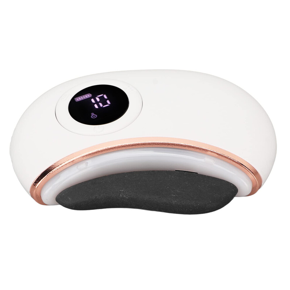 Black Electric Gua Sha Facial Tool With Heat Therapy And Vibration, Bian Stone Rechargeable