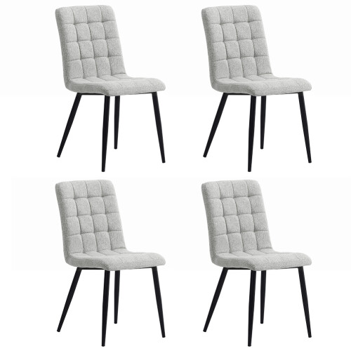 Living And Home (Grey) 4Pcs Tufted Modern Armless Dining Chairs 2