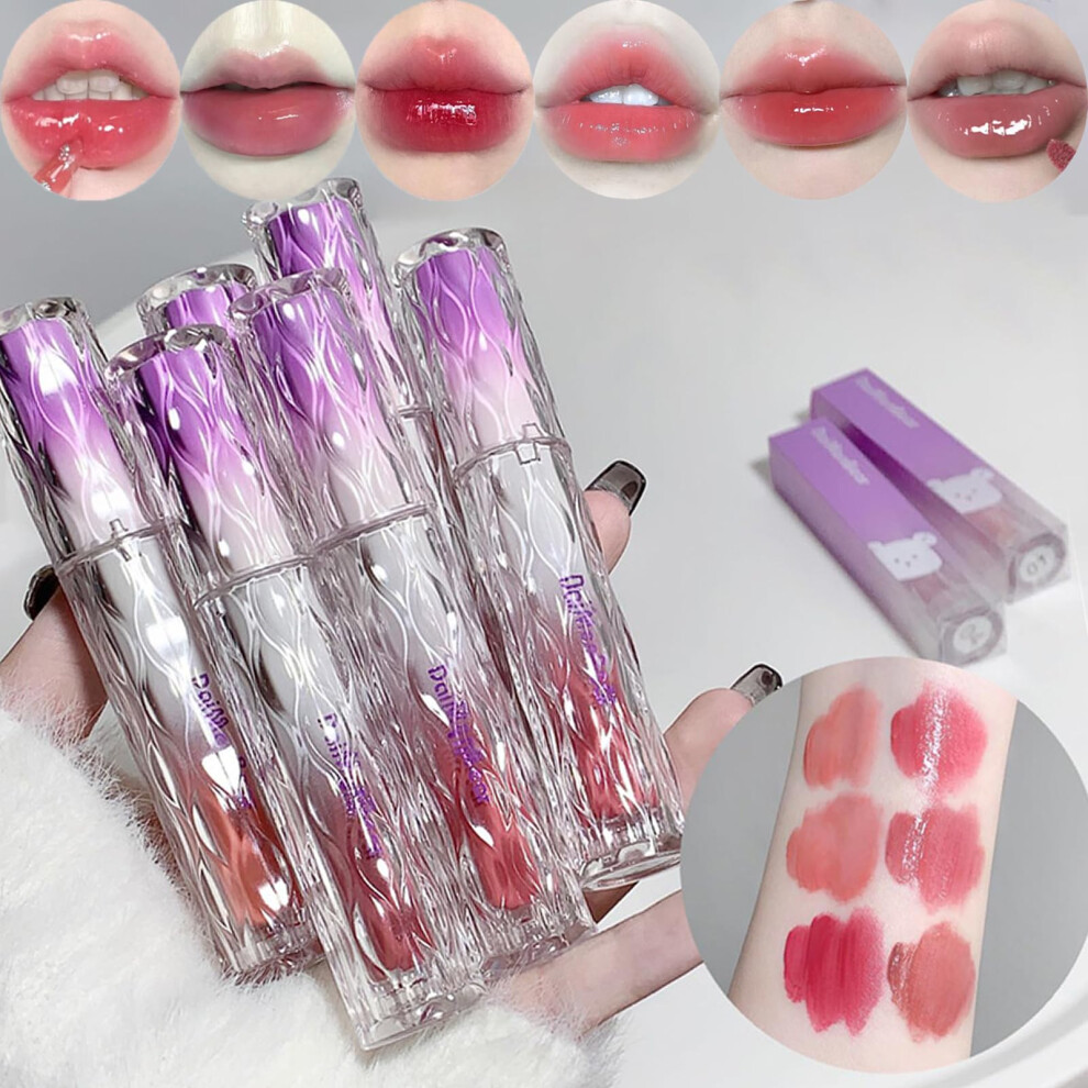 Hydrating Plumping Lip Gloss Set with 6 Colors Long Lasting Liquid Lipstick, Vegan Cruelty