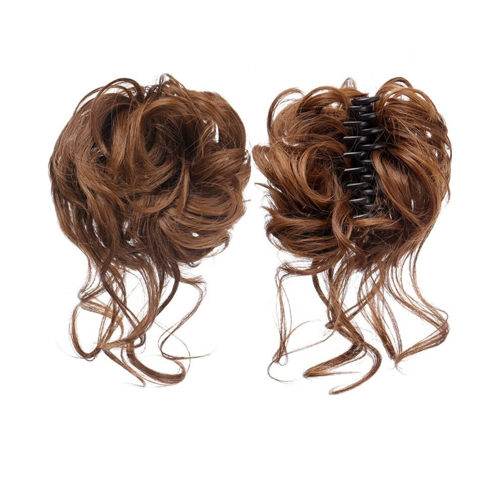 Unisex Synthetic Hair Bun With Claw Clip Messy Curly Updo Hair Piece For Women Natural Look Styling