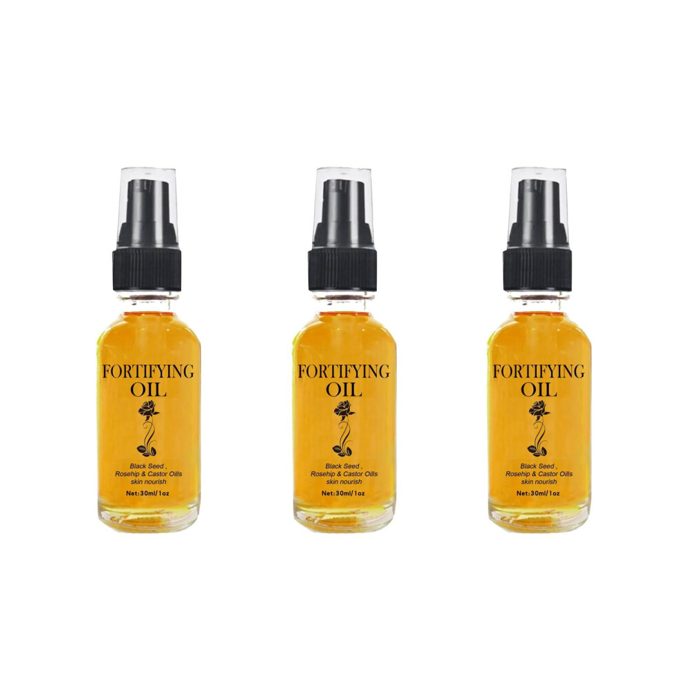 Black Face Oil Set With Organic Castor Oil, Seed And Rosehip Serum For Deep Hydration, 3Pc