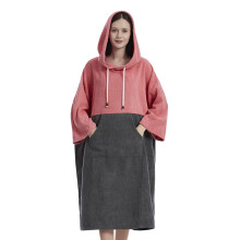 Waterproof Changing Robe with Oversized Hood and Quick Dry Towel for Beach Surf Swimming Pink
