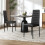 Living And Home (Black, 2pcs) Modern Faux Leather Armless High Back Dining Chairs 2