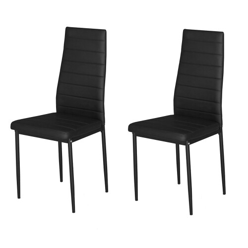 Living And Home (Black, 2pcs) Modern Faux Leather Armless High Back Dining Chairs 2