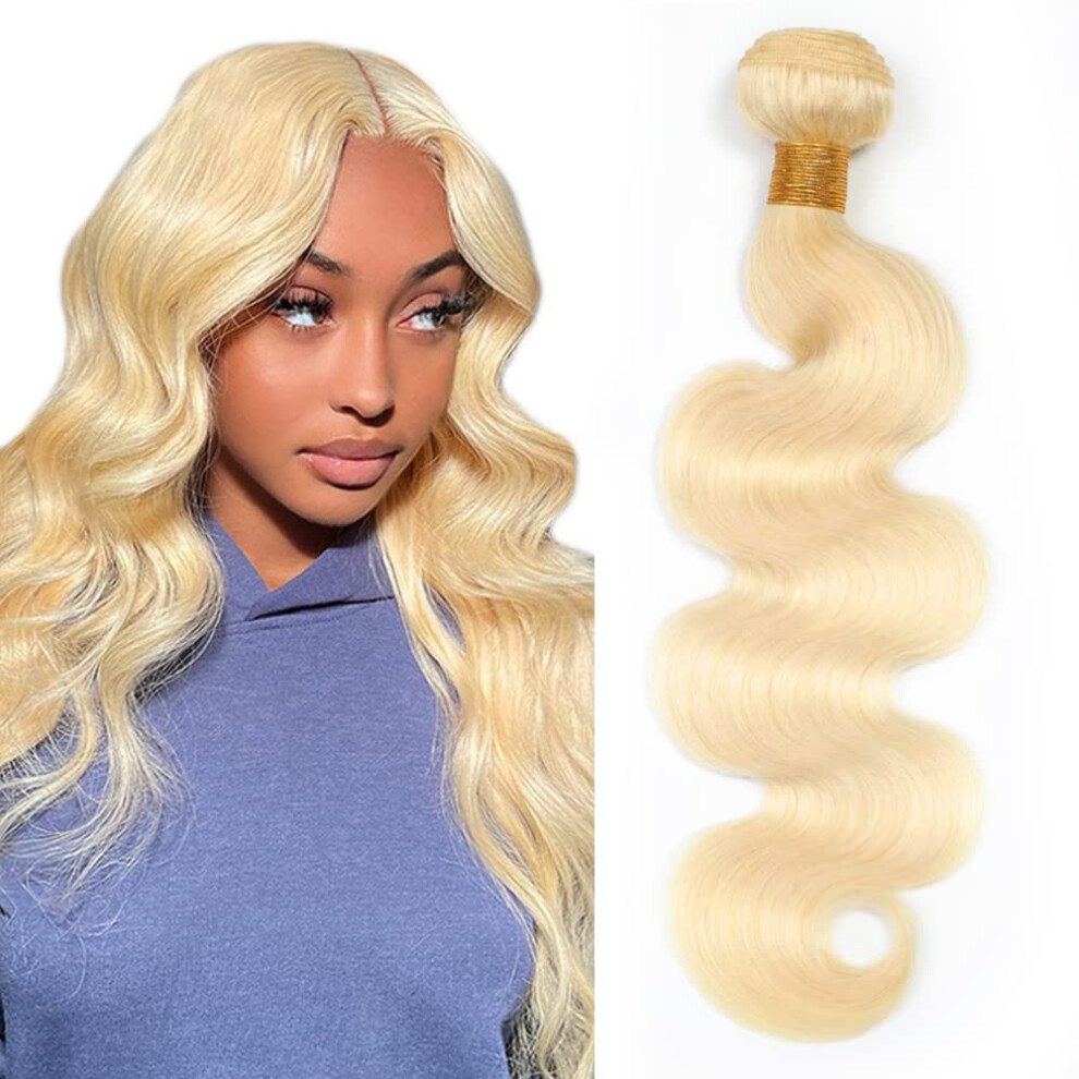 Unisex 613 Blonde Human Hair Bundles Brazilian Body Wave Extensions Double Weft Unprocessed Virgin 8 Inch