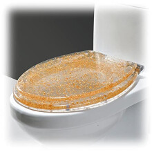 Glitter Oval Soft Close Toilet Seat With Quick Release For Easy Cleaning Resin Bathroom Toilet Seat