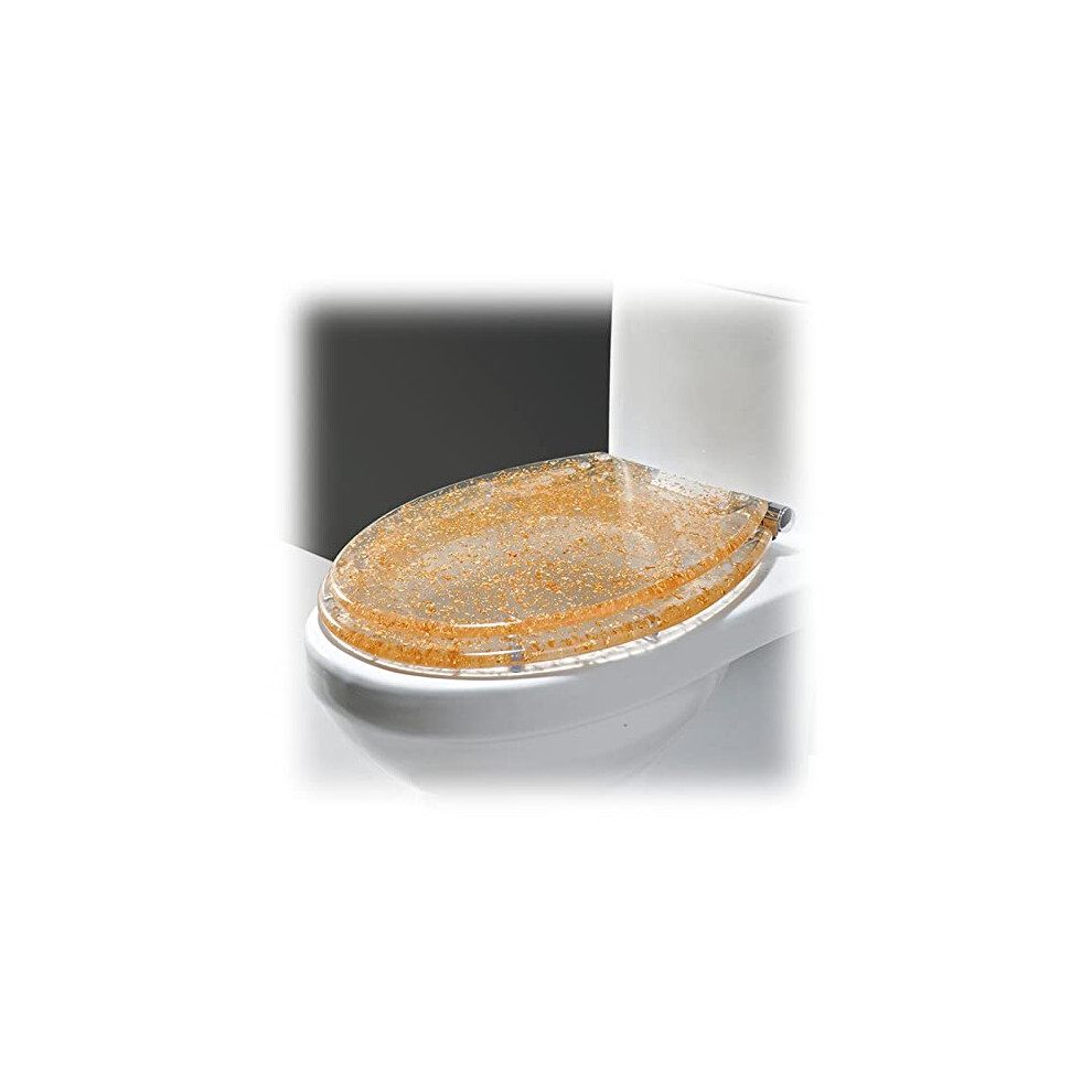 Glitter Oval Soft Close Toilet Seat With Quick Release For Easy Cleaning Resin Bathroom Toilet Seat 9365369501140