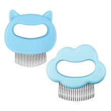 2Pcs Pet Grooming Brush for Cats and Dogs, Deep Grooming Comb with Curved Needles and Nonslip Handle for Long Hair
