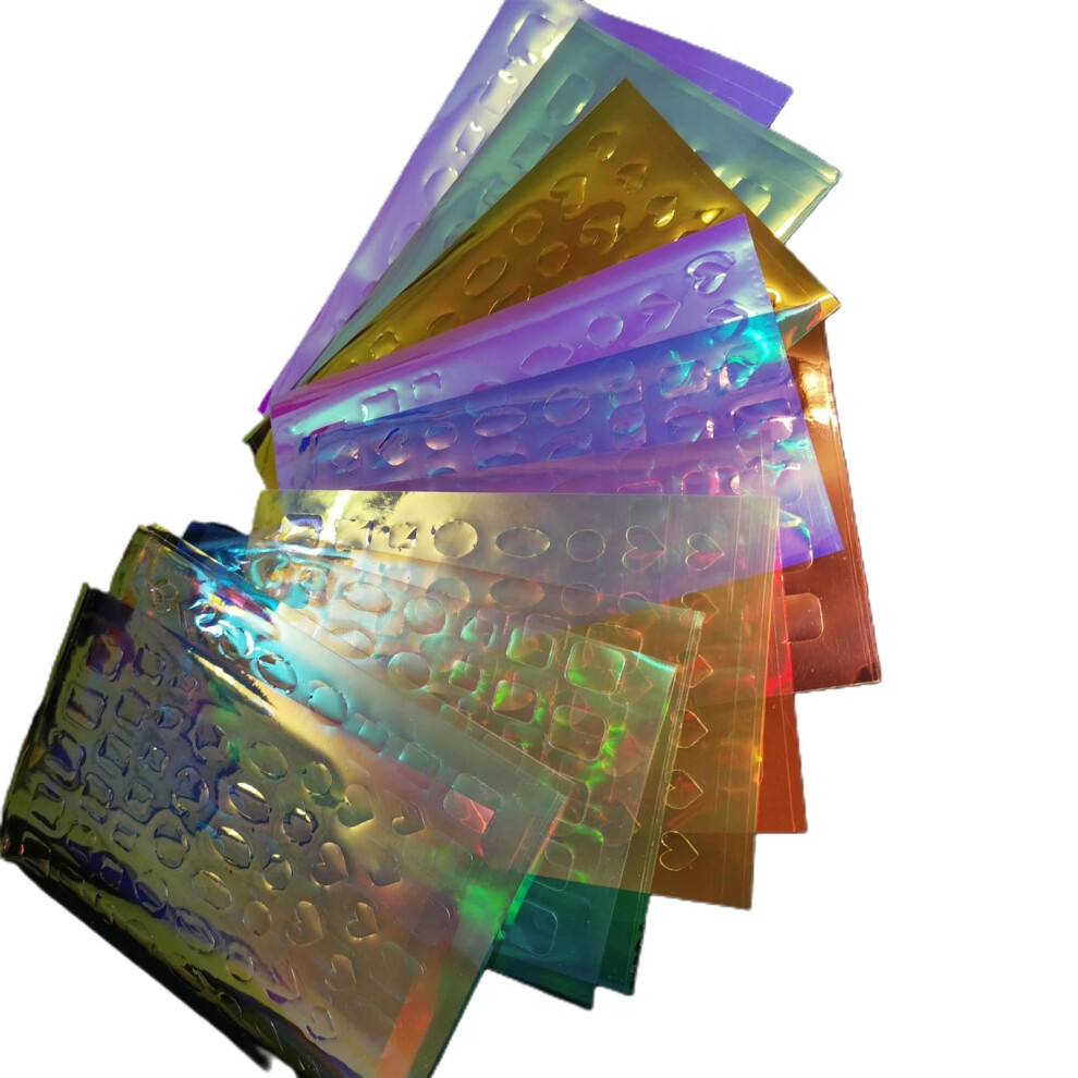 Aurora Nail Stickers Set 11pcs with Holographic Nail Foil for DIY Manicure and Gloss Effect