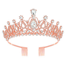 Crystal Bridal Tiara for Women, Full Metal Queen Crown with Brilliant Rhinestones for Wedding Prom Birthday Party (BRose)