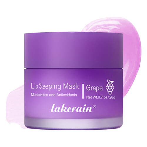 Lip Sleeping Mask with Vitamin C, Deep Hydration Overnight Balm for Dry Lips, Grape 0.7oz