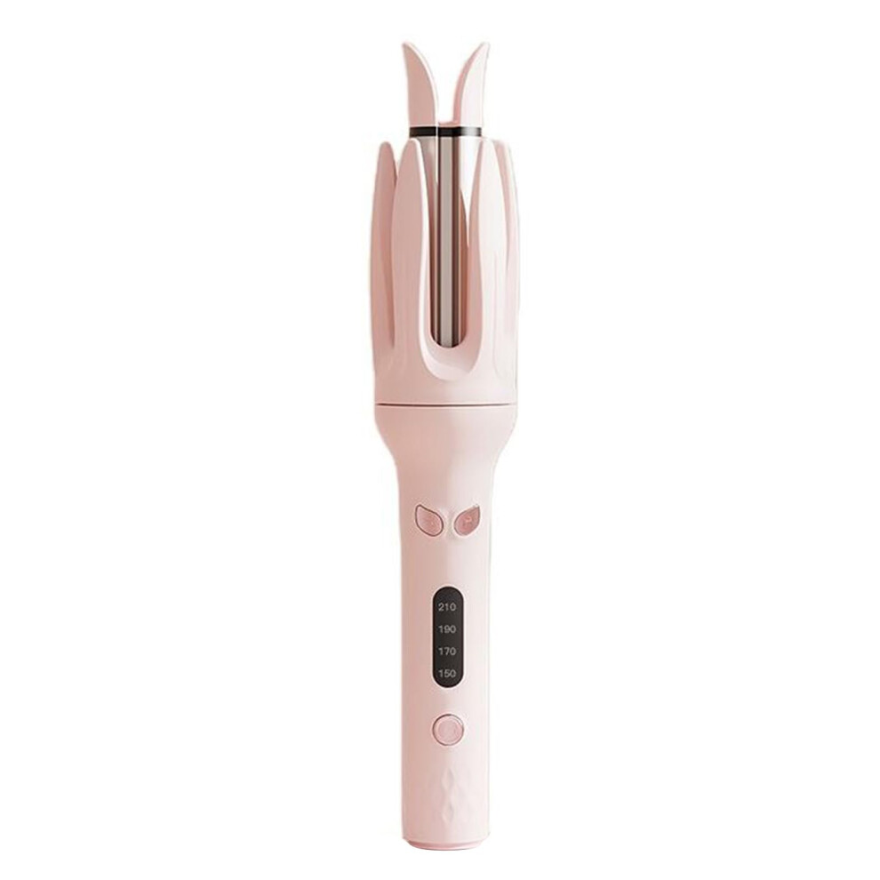 Pink Automatic Hair Curler With 4 Temp Settings, Ceramic Tourmaline Rotating Wand For Frizz Curls