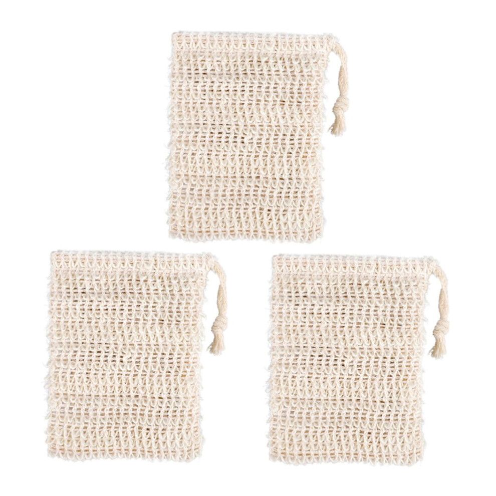 Soap Saver Bag Set of 3, Exfoliating Mesh Foaming Pouch for Bar Soap with Drawstring Closure