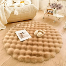 Faux Fur Round Rugs, Plush Round Area Rug For Nursery, Non Slip Circle Rug For Kids Room, Camel 5' Round Living Room