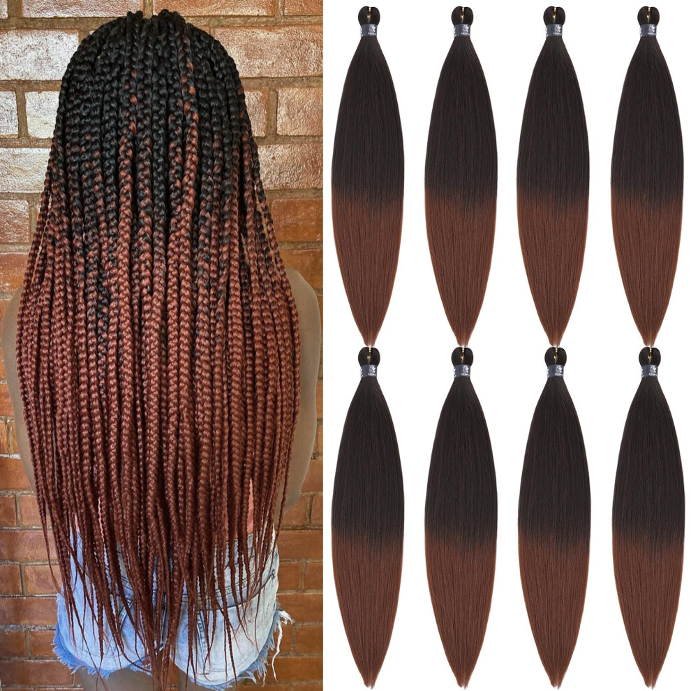 Unisex Ombre Pre Stretched Braiding Hair 1B/30 Knotless Yaki Texture Extensions 30 Inch Lightweight