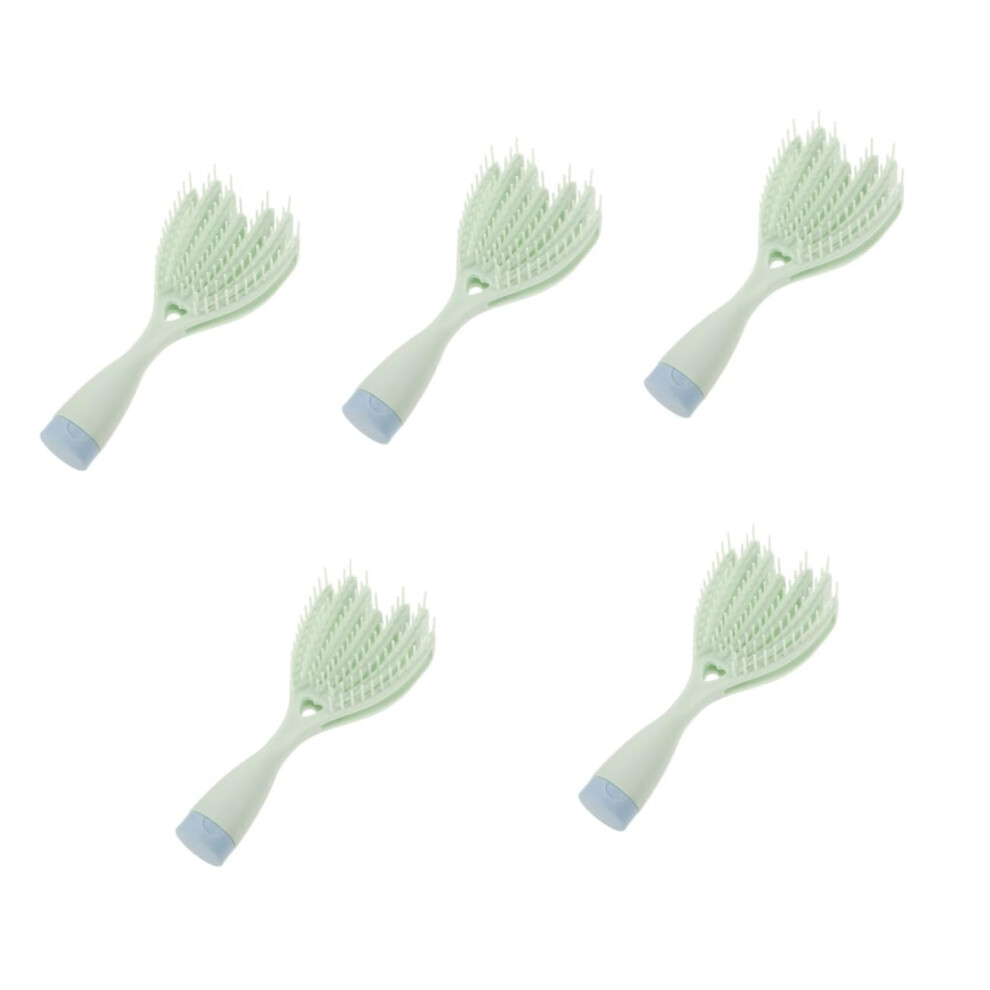 Light/Green Detangling Hair Brush Set With Flexible Bristles For Wet And Dry Hair, Scalp Massage, Travel Mirror