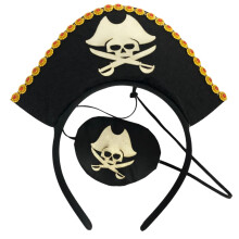 Pirate Costume Accessories Set with Captain Hat and Eyepatch for Halloween Party and Festivals