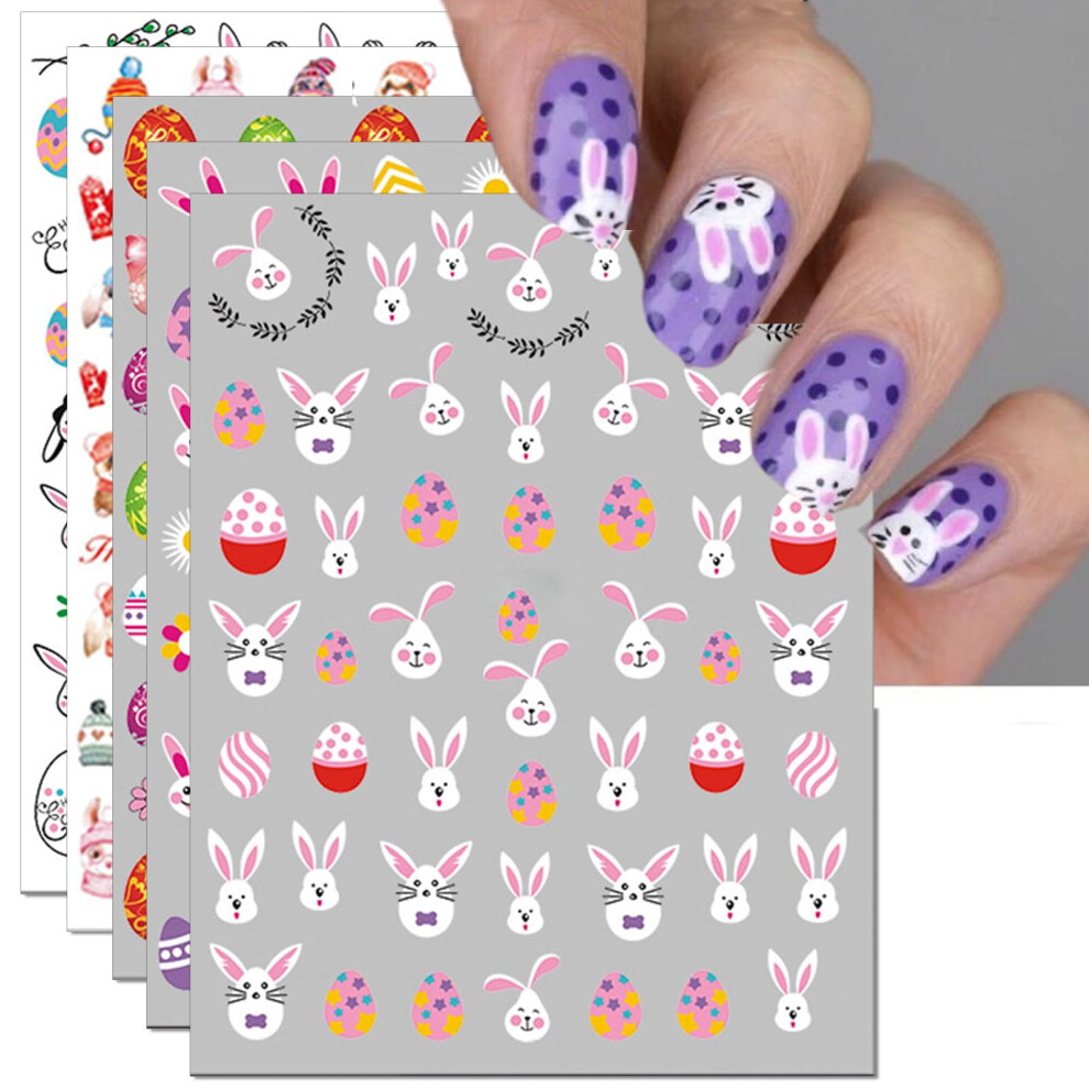 12 Sheets Easter Bunny Nail Stickers Rabbits Carrot SelfAdhesive Easter Nail Art Decals