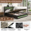PU Ottoman Bed with LED Lighting and Charging Station 2