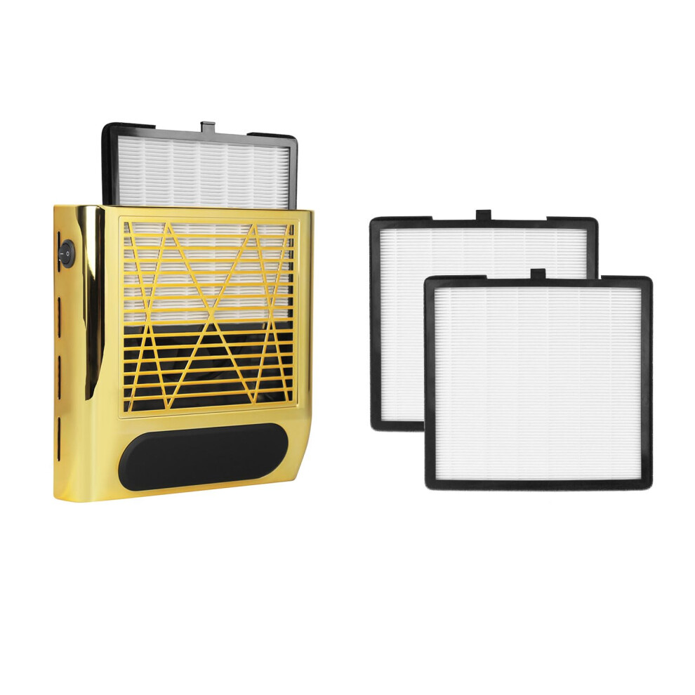 Gold 80W Nail Dust Collector With 2 Reusable Filters, Professional Nail Vacuum For Manicure Salon