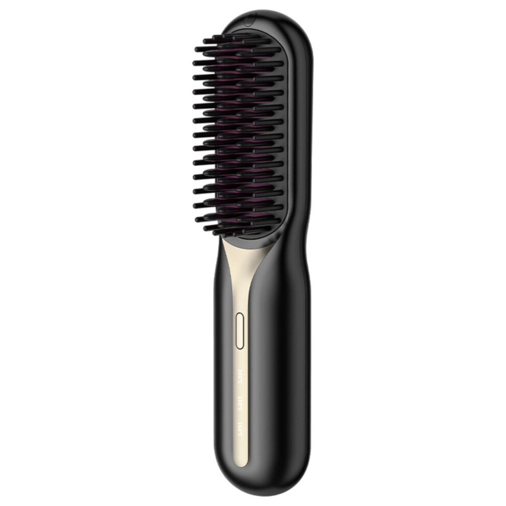 Unisex Black Hair Straightening Comb With Ionic Frizz Control, Fast Heatup, Adjustable Temperature, Wireless,