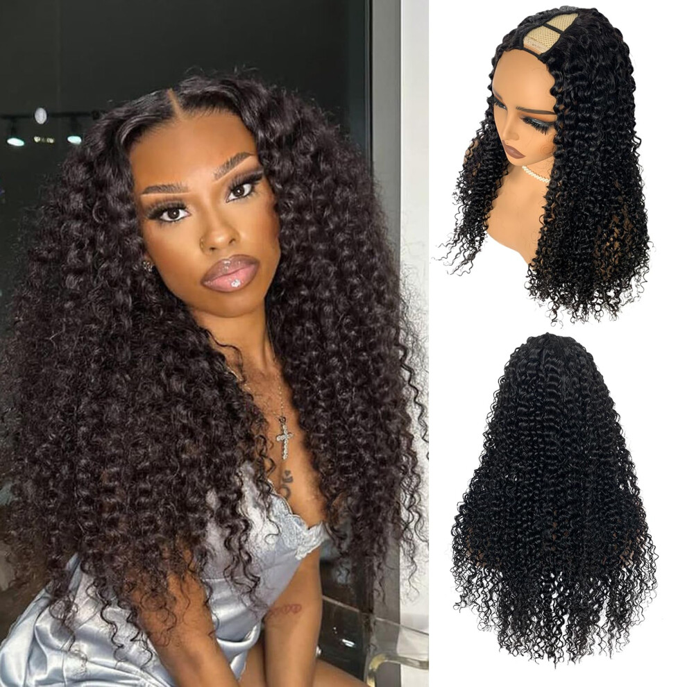 28 Inch Curly Human Hair V Part Wig for Women, Glue Beginner Friendly, Natural Hairline