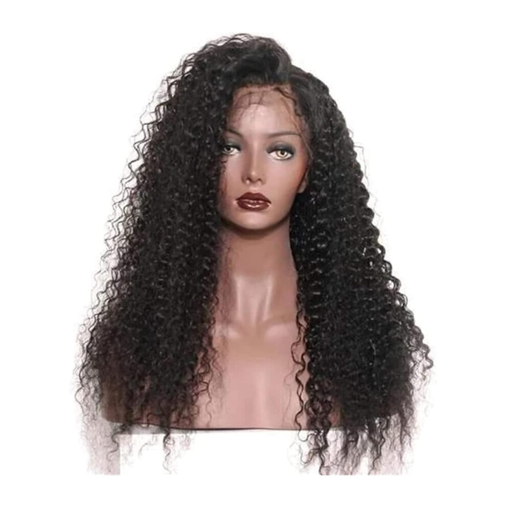 Headband Wig Long Black 25 Inch Curly Human Hair for Black Women Glueless None Lace Front