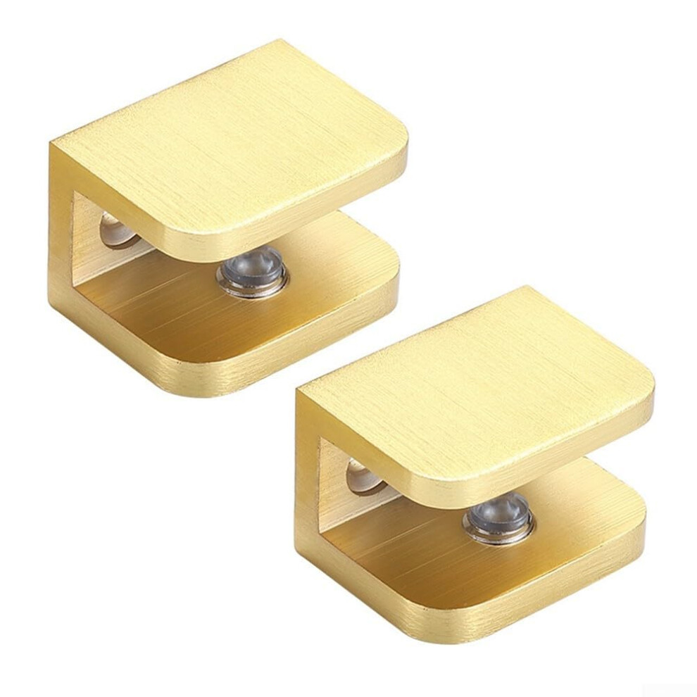 Gold Brass Glass Shelf Clamp Brackets No Drilling For 812Mm Panels Bathroom Secure Grip 9044945492729