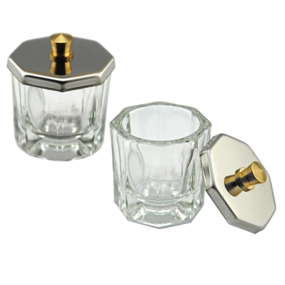 Acrylic Nail Liquid Dappen Dish Set with Lids, Crystal Mixing Cups for Professional Nail Art