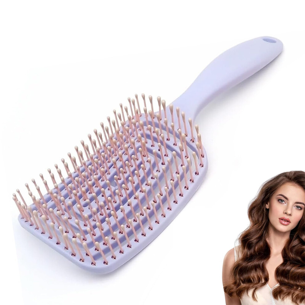 Purple Detangling Hair Brush With Curved Vents For Wet And Dry Hair, Fast Blow Drying,