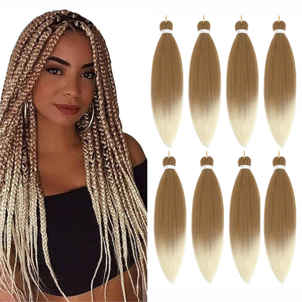 Unisex White Prestretched Braiding Hair 28 Inch Blonde Blend Yaki Texture For Box Or Twist Braids