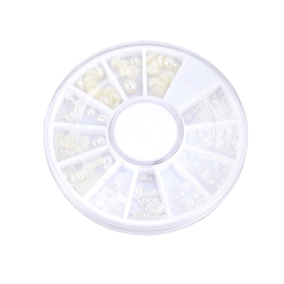 Beige 200Pcs Mixed Size Flatback Pearls For Nail Art And Crafts Easy Multisurface Application