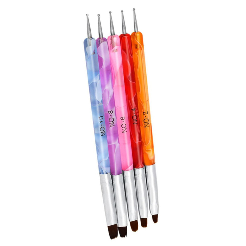 5pcs DualEnded Nail Art Brush and Dotting Stylus for Professional Manicure Designs