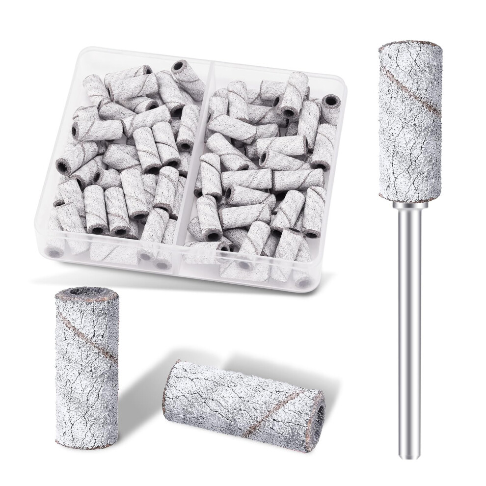 Nail Drill Sanding Bands 180 Grit 80pcs with Upgraded 3.1mm Mandrel for Acrylic Nail Prep