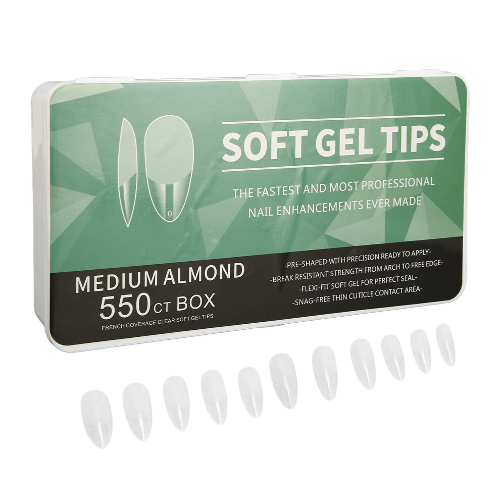 Long Clear Press on Nails Ultra Thin Full Cover Fake Nail Tips ABS Material for Wedding Party Almond