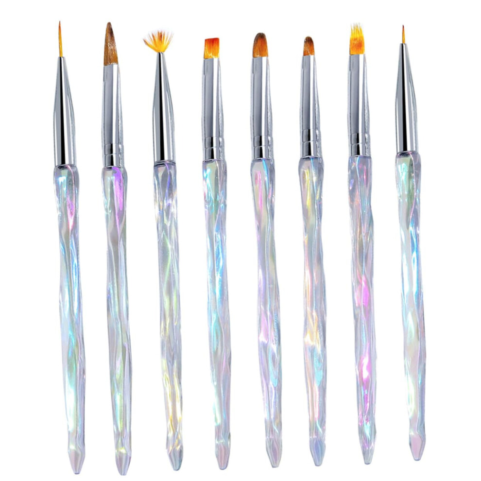 Healeved 8pcs Professional Nail Art Brush Set with Fine Nail Drawing Pens for Gradient Manicure Painting