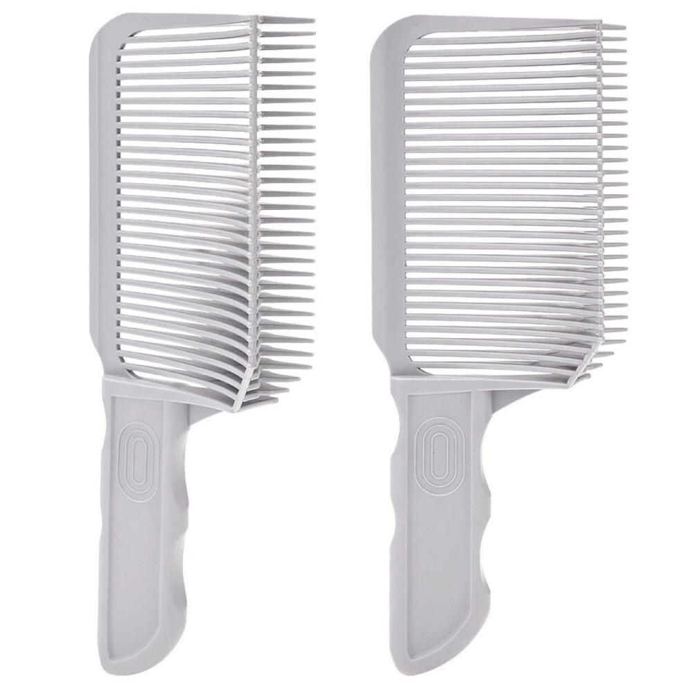 Unisex Gray 2 Pcs Ergonomic Barber Fade Comb Set With Curved Clipper Design For Precise Salon Hair Cutting
