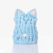 Hair Drying Towel Cap with Fast Moisture Absorption, Coral Fleece, Soft Absorbent, Blue