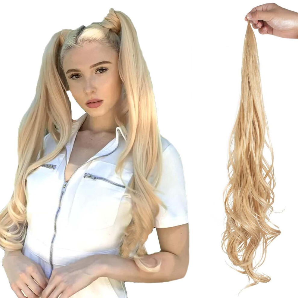 Unisex Ponytail Hair Extension Long Curly Wrap Around Clip In Synthetic Wavy Hairpiece For Women