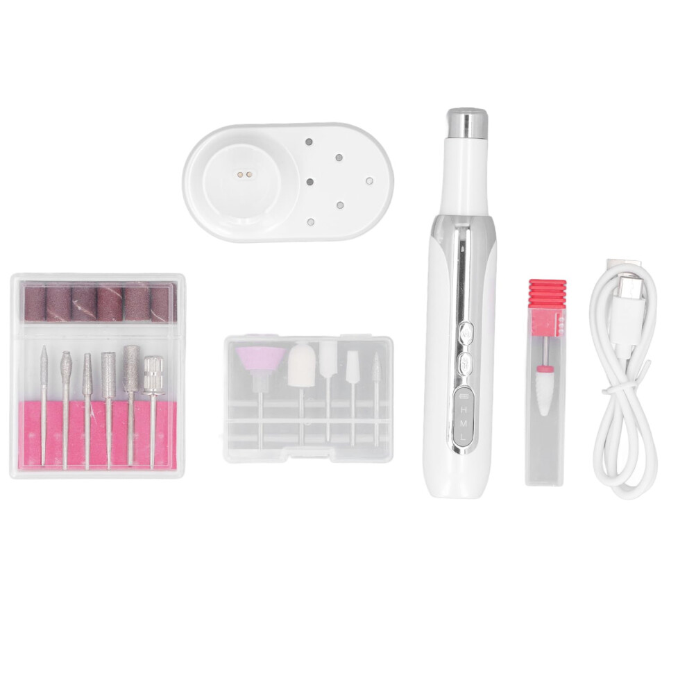 Electric Nail Drill 15000RPM Cordless Rechargeable Professional Manicure Kit with 12 Bits