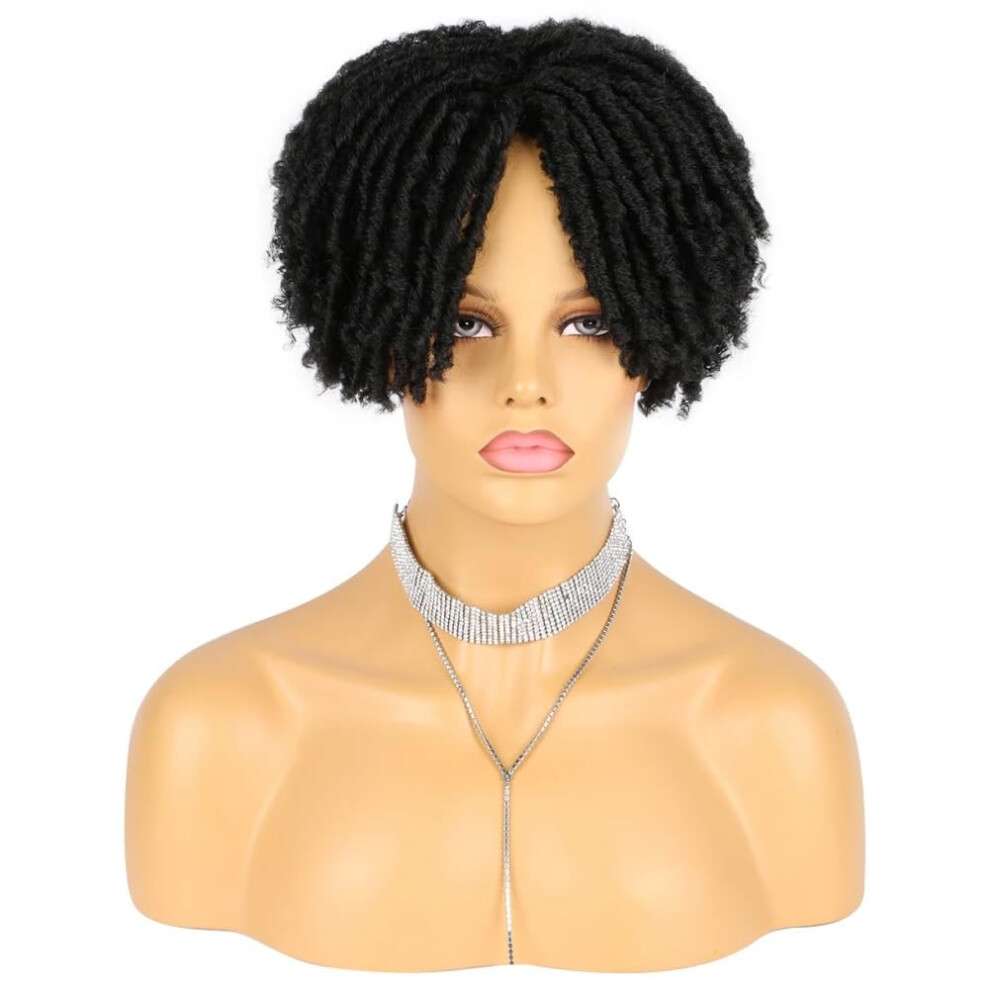 Unisex Gray Synthetic Afro Curly Hair Topper Clip In Dreadlock Wig Heat Resistant Coverage #1B