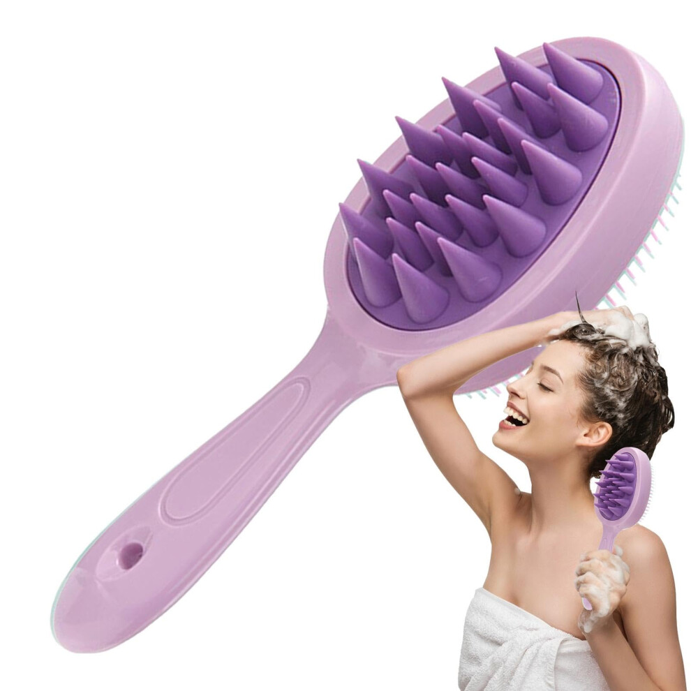 Scalp Massager Brush with Soft Silicone Bristles for Gentle Shampoo Scrubbing Wet or Dry Use