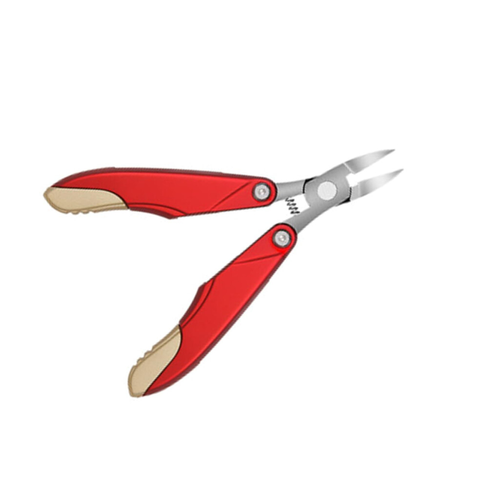 Red Ingrown Toenail Clippers Stainless Steel Nipper With Nail File Ergonomic Grip Foldable Medium