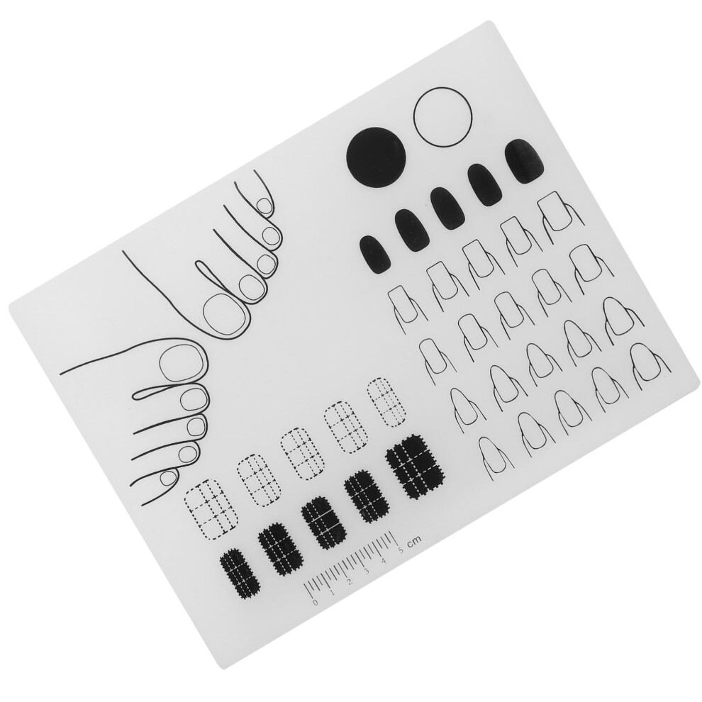 Silicone Nail Art Stamping Mat with Ruler for Manicure Practice and Decal Design 28x21cm