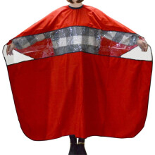 Hair Cutting Cape with Clear Phone Viewing Window, Large Waterproof Barber Cape Red for Adults