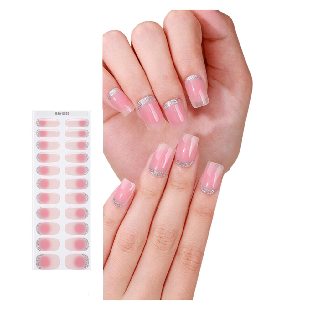 Semi Cured French Gel Nail Wraps with Elegant SalonStyle Finish, Easy Apply Manicure Strips