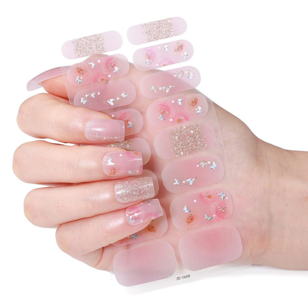 Christmas Nail Stickers Waterproof Glitter Gel Polish Strips Full Wrap Xmas Nail Art
