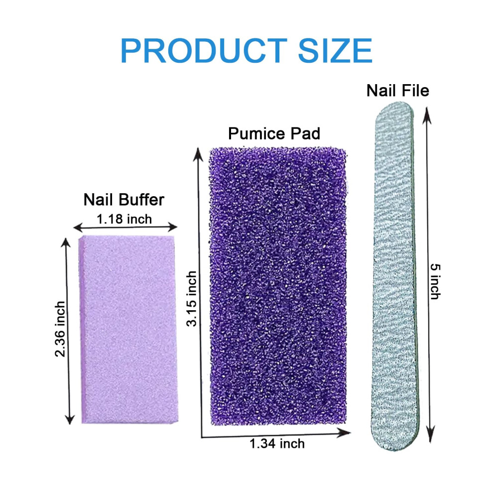 Disposable Pedicure Kit 3in1 with Pumice Pad and Dual Grit Nail Files, 10 Count Purple Set